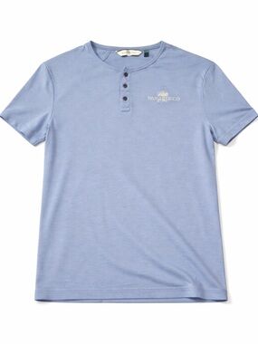Parasuco Men’s Pale Blue Short-Sleeve Henley Tee